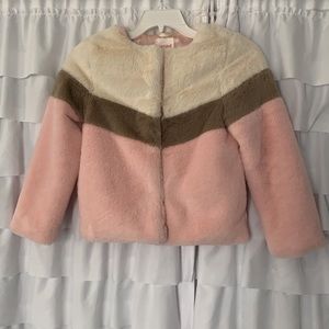 Cat & Jack coat, cream light brown and pink. Size 7/8